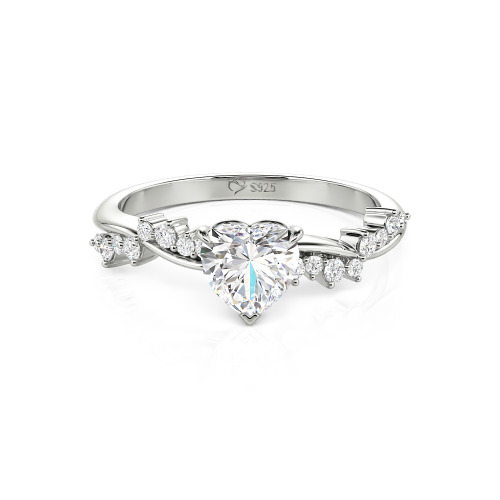 Jeulia Simple Twist Custom Heart Engagement Ring