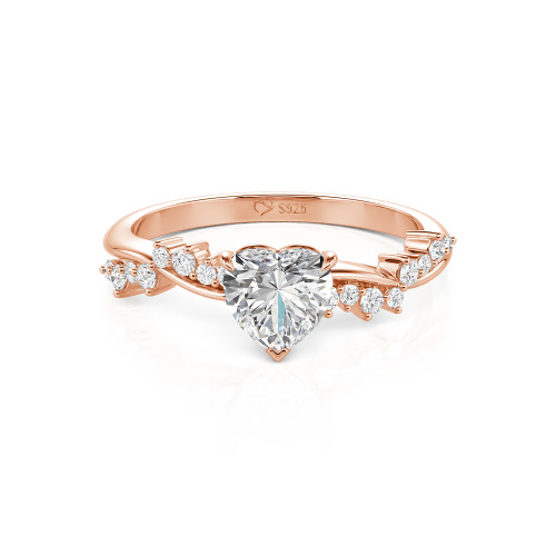 Jeulia Simple Twist Custom Heart Engagement Ring