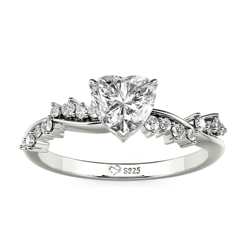 Jeulia Simple Twist Custom Heart Engagement Ring