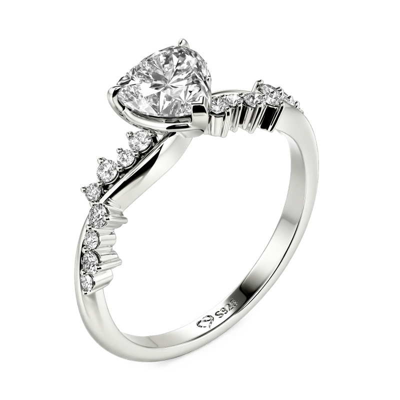 Jeulia Simple Twist Custom Heart Engagement Ring