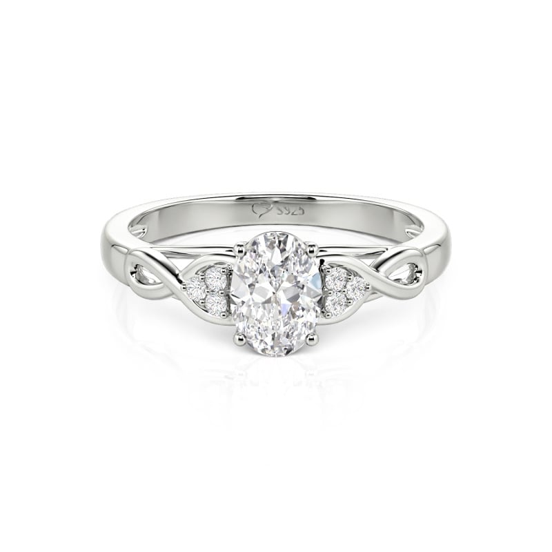 Jeulia Custom Infinity Oval Cut Engagement Ring Sterling Silver