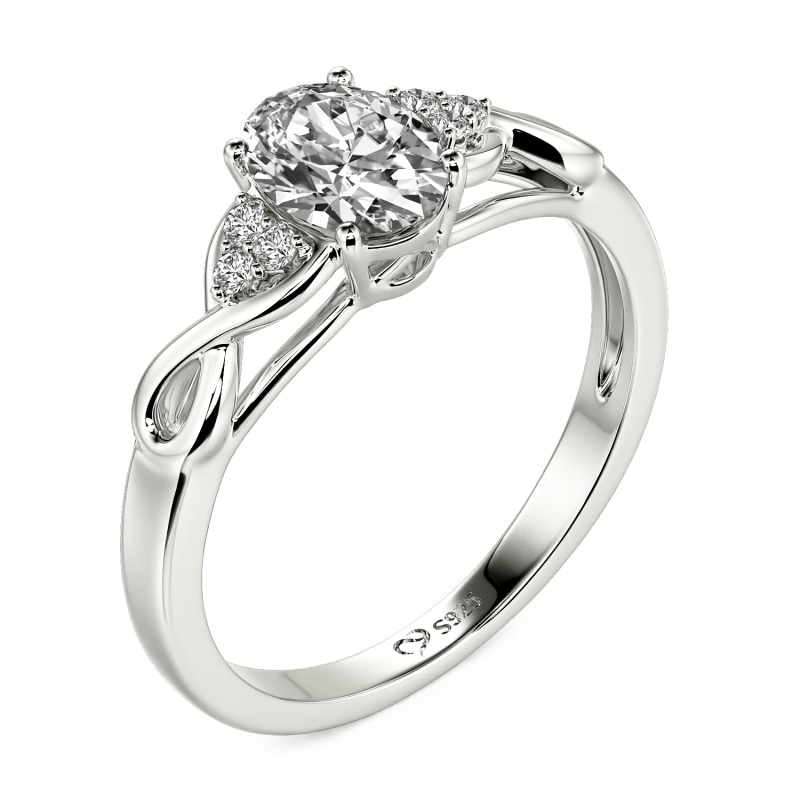 Jeulia Custom Infinity Oval Cut Engagement Ring Sterling Silver