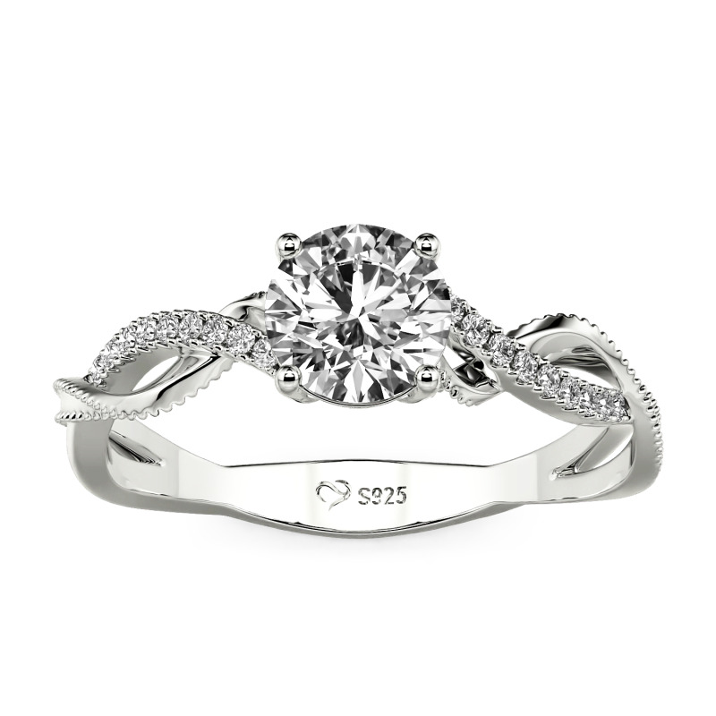 Jeulia Classic Custom Beaded Edge Twist Ring