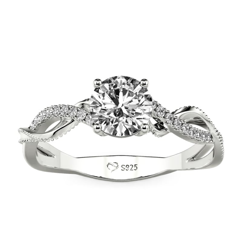 Jeulia Anillo Torcido Clásico con Borde de Cuentas Personalizada