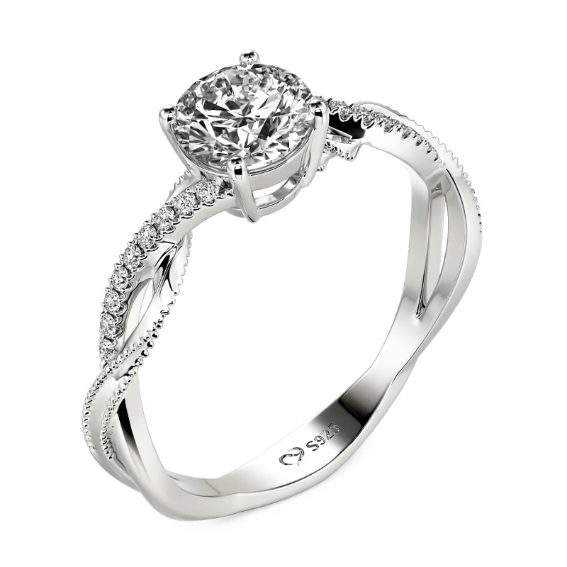 Jeulia Classic Custom Beaded Edge Twist Ring