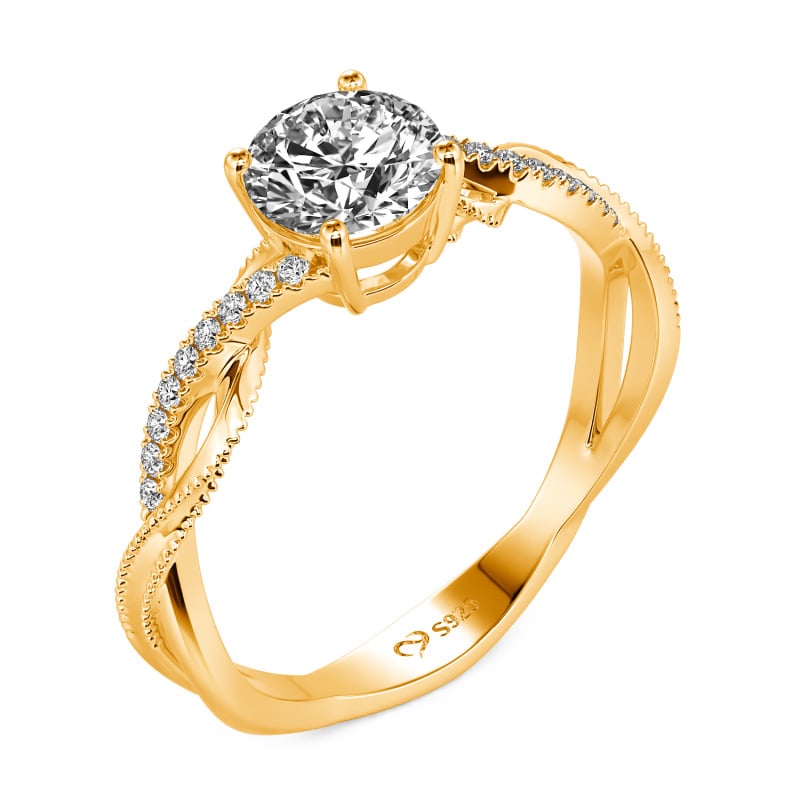 Jeulia Klassischer Personalisierter Perlenkante Twist Ring