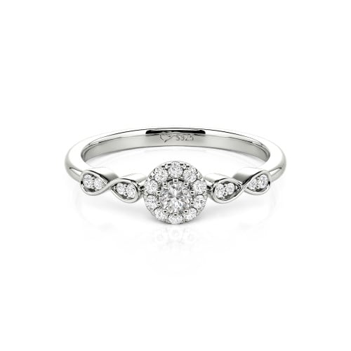 Jeulia Simple Custom Round Wedding Ring with Pave Setting