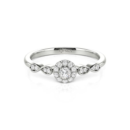 Jeulia Simple Custom Round Wedding Ring with Pave Setting