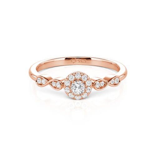 Jeulia Simple Custom Round Wedding Ring with Pave Setting
