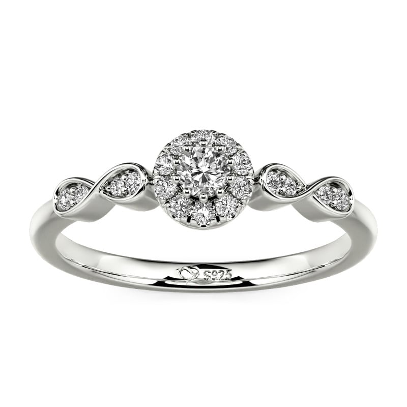 Jeulia Anillo de Boda Redondo Personalizado Sencillo con Engaste Pavé