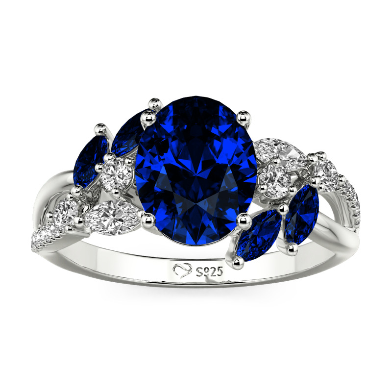 Jeulia Twist Custom Oval Ring with Side Stones