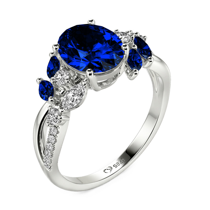 Jeulia Twist Custom Oval Ring with Side Stones