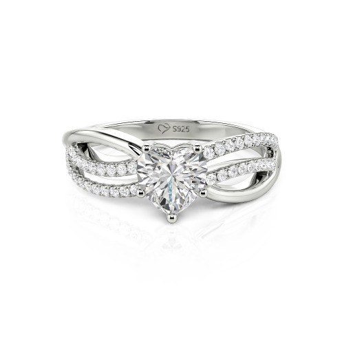 Jeulia Custom Unique Twisted Split Shank Heart Ring