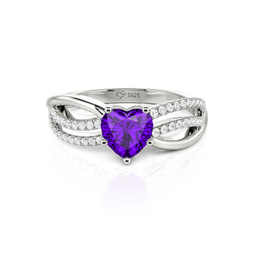 Jeulia Custom Unique Twisted Split Shank Heart Ring