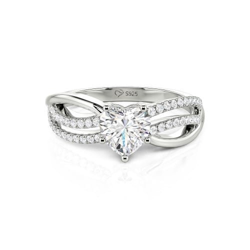 Jeulia Custom Unique Twisted Split Shank Heart Ring