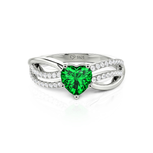 Jeulia Custom Unique Twisted Split Shank Heart Ring