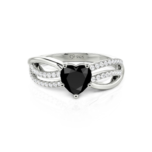 Jeulia Custom Unique Twisted Split Shank Heart Ring