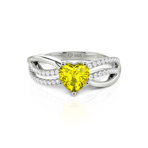 Jeulia Custom Unique Twisted Split Shank Heart Ring
