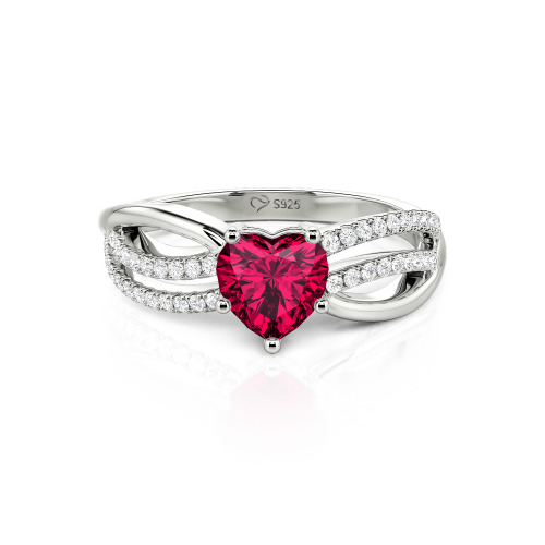 Jeulia Custom Unique Twisted Split Shank Heart Ring