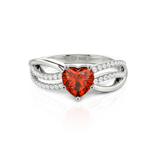 Jeulia Custom Unique Twisted Split Shank Heart Ring