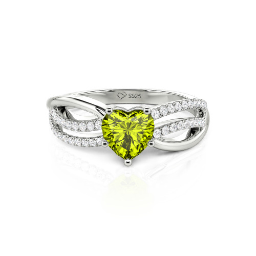 Jeulia Custom Unique Twisted Split Shank Heart Ring
