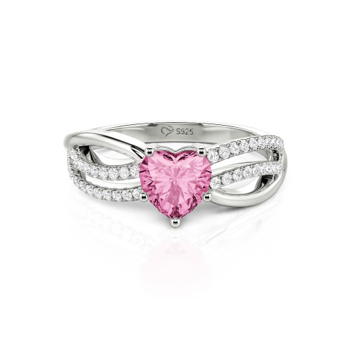 Jeulia Custom Unique Twisted Split Shank Heart Ring