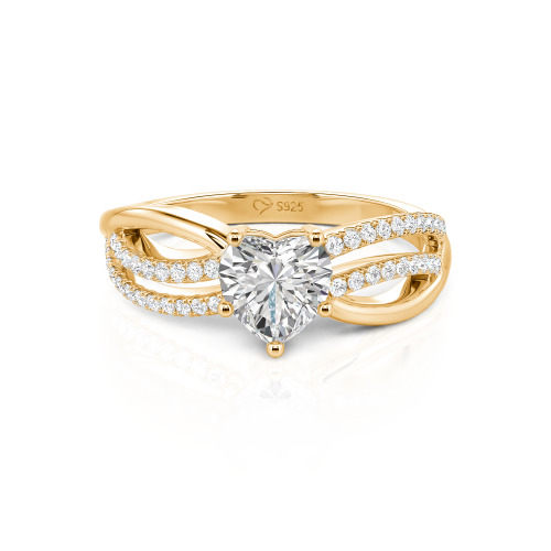 Jeulia Custom Unique Twisted Split Shank Heart Ring