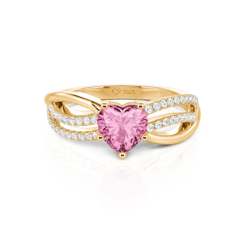 Jeulia Custom Unique Twisted Split Shank Heart Ring