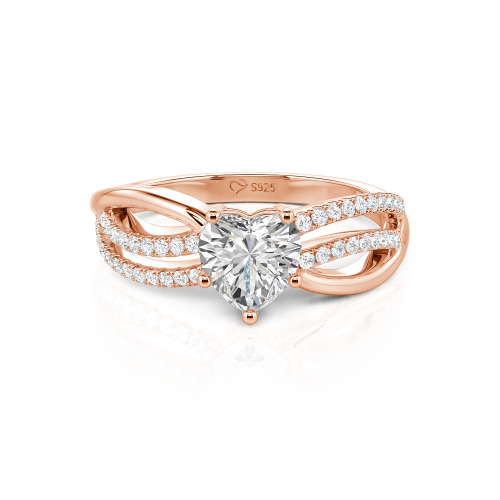 Jeulia Custom Unique Twisted Split Shank Heart Ring