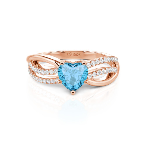 Jeulia Custom Unique Twisted Split Shank Heart Ring