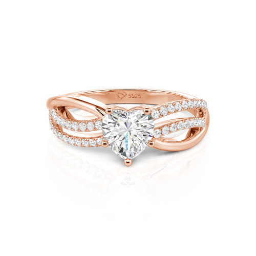 Jeulia Custom Unique Twisted Split Shank Heart Ring