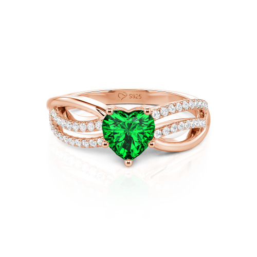 Jeulia Custom Unique Twisted Split Shank Heart Ring