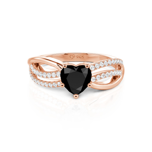 Jeulia Custom Unique Twisted Split Shank Heart Ring