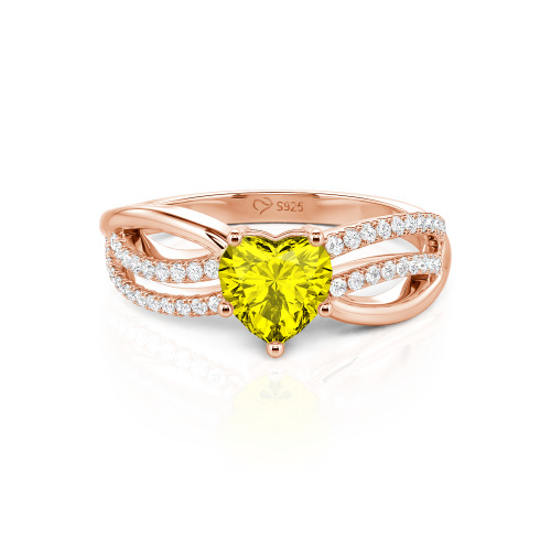 Jeulia Custom Unique Twisted Split Shank Heart Ring