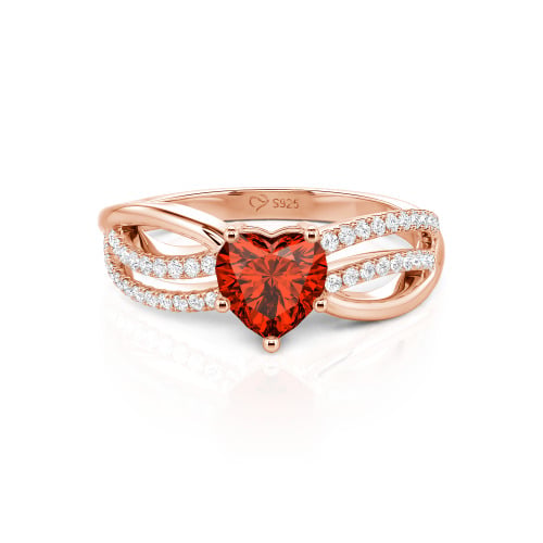 Jeulia Custom Unique Twisted Split Shank Heart Ring