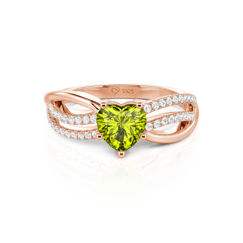 Jeulia Custom Unique Twisted Split Shank Heart Ring