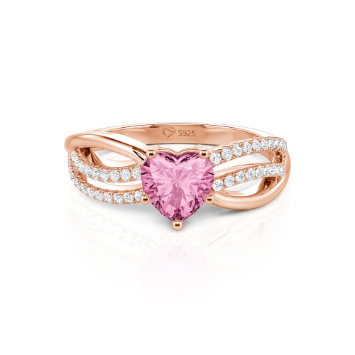 Jeulia Custom Unique Twisted Split Shank Heart Ring