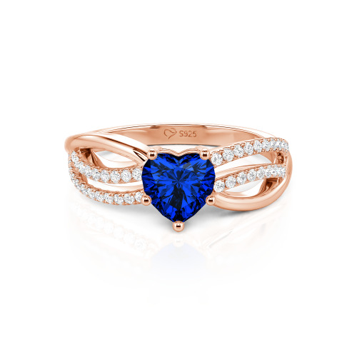 Jeulia Custom Unique Twisted Split Shank Heart Ring