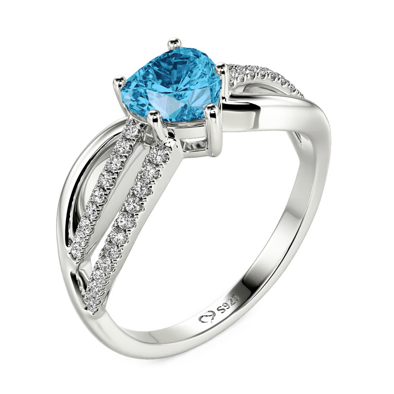 Jeulia Custom Unique Twisted Split Shank Heart Ring