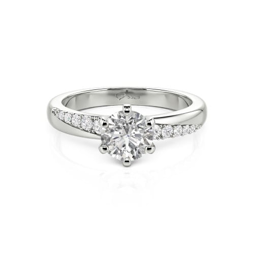 Jeulia Custom Classic Round Cut Wavy Pave Ring