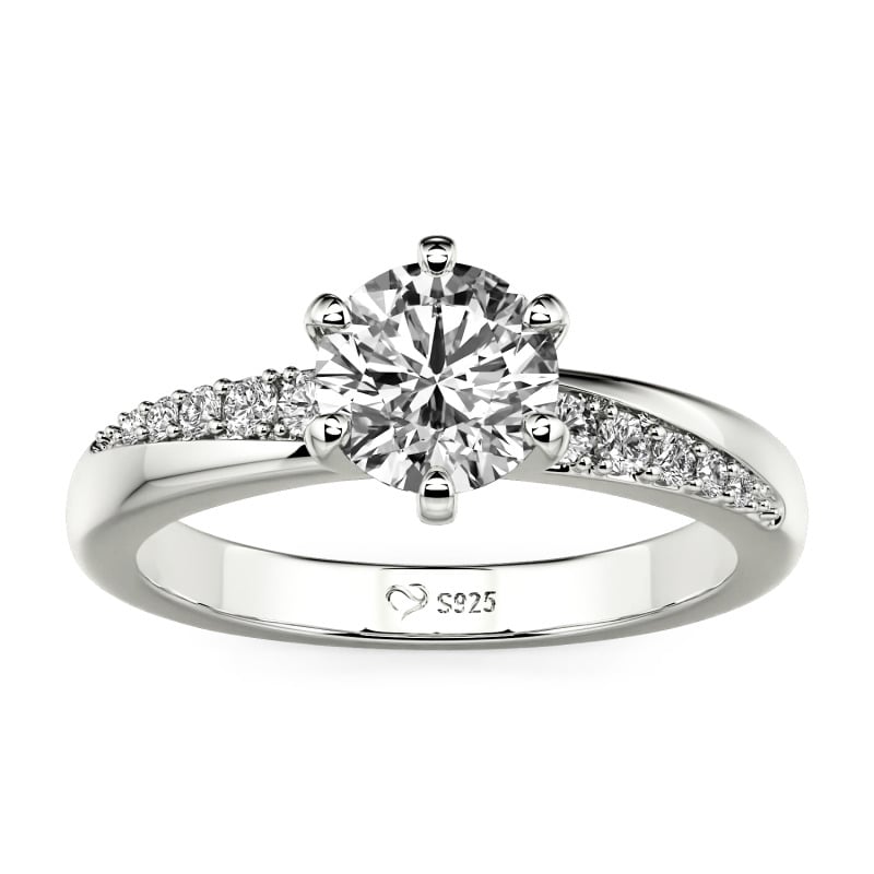 Jeulia Custom Classic Round Cut Wavy Pave Ring