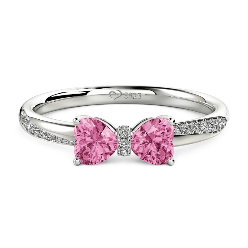 Jeulia Custom Twist Heart Cut Bow Promise Ring