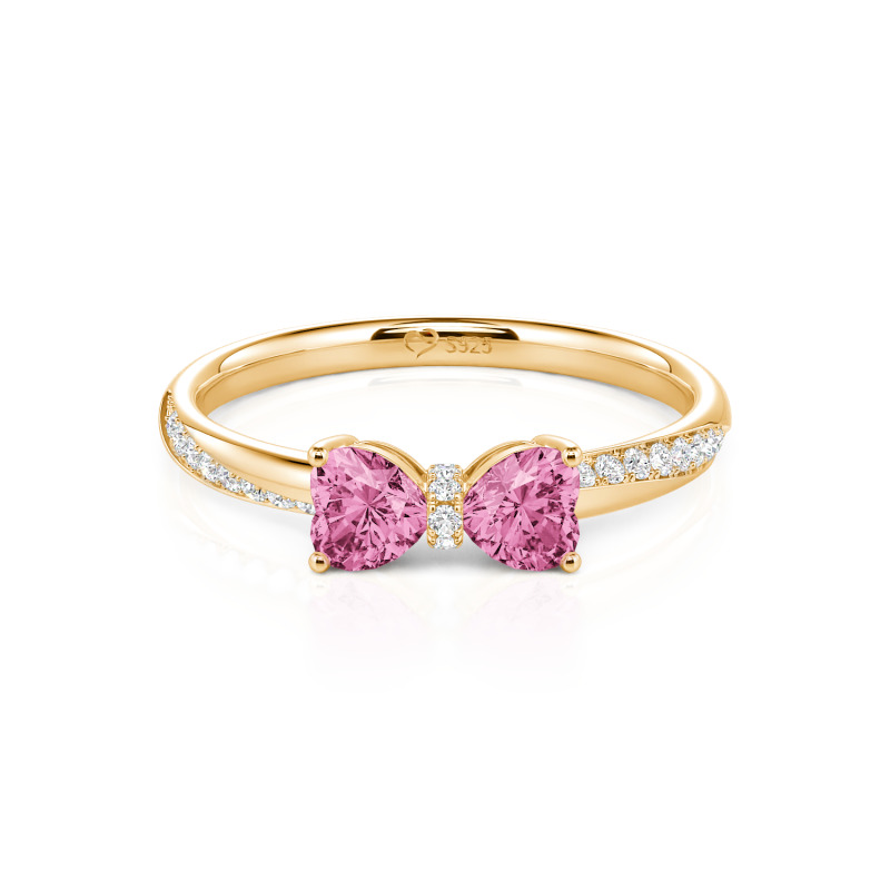 Jeulia Custom Twist Heart Cut Bow Promise Ring