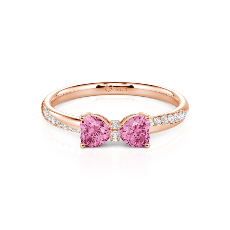 Jeulia Custom Twist Heart Cut Bow Promise Ring