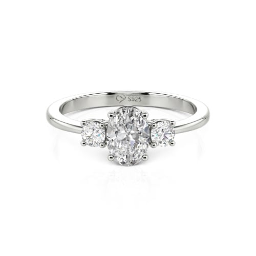 Jeulia Custom Three Stone Oval Cut Engagement Ring