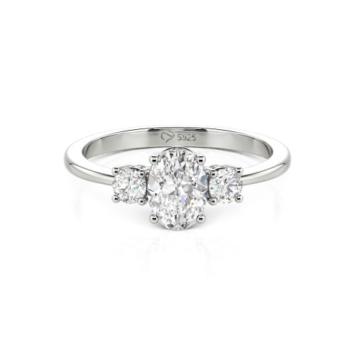 Jeulia Custom Three Stone Oval Cut Engagement Ring