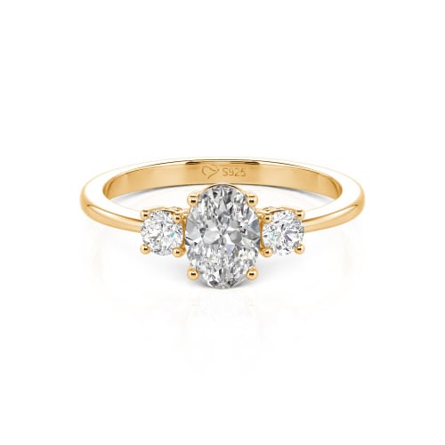 Jeulia Custom Three Stone Oval Cut Engagement Ring