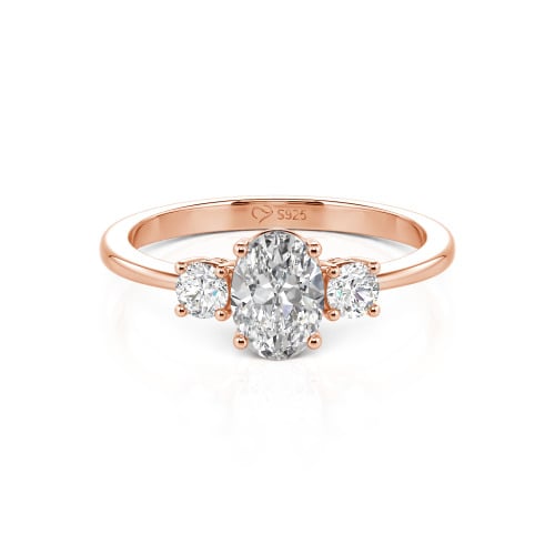 Jeulia Custom Three Stone Oval Cut Engagement Ring