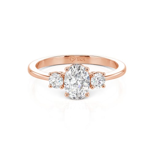 Jeulia Custom Three Stone Oval Cut Engagement Ring