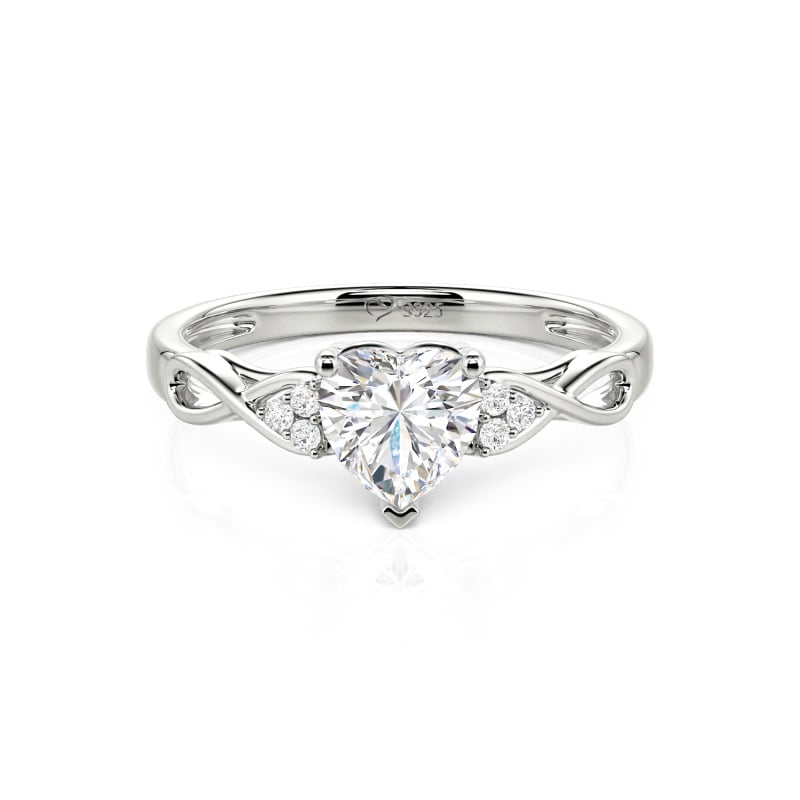 Jeulia Custom Infinity Twist Heart Ring with Side Stones